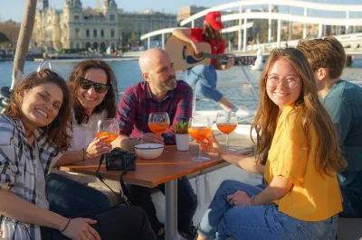 Sail barcelona’s coast at sunset on a small-group catamaran cruise. enjoy drinks, snacks, and an optional chef-prepared dinner. book now for pickup and local guide.