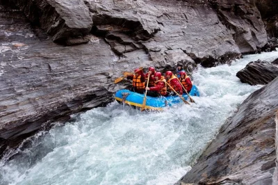 Experience queenstown’s shotover river on a guided white water rafting trip, with pickup, all gear provided, and hot showers after. includes digital photos.