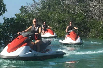 Partez en waverunner à travers les tunnels de mangroves d’islamorada, découvrez 20 îles et faites une pause baignade sur le célèbre banc de sable. guide local, arrêt baignade et casiers inclus