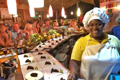 Experience a farm-to-table cooking show in jamaica’s hills near negril, with a local guide, 5-course dinner, wine, and roundtrip transport included.