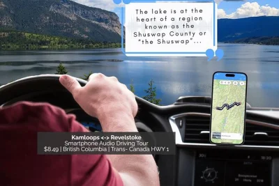 Partez de kamloops à revelstoke avec un road trip audio guidé. Écoutez des histoires locales, faites des pauses quand vous voulez, découvrez bc wildlife park et glacier national park. une réserva
