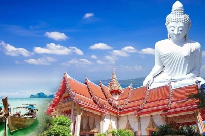 Découvrez phuket en demi-journée : admirez le big buddha depuis un point de vue panoramique, flânez dans la vieille ville, visitez le wat chalong, et goûtez aux noix de cajou locales. transfert in