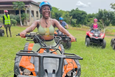 Experience quad biking near accra, taste fresh palm wine, visit aburi gardens and asenema waterfalls, plus lunch at peduase resort. includes pickup and guide.