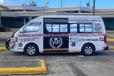 Shared shuttle from puerto plata airport to central hotels, includes pickup outside customs, bottled water, ac minivan, and professional driver. book 48h ahead.