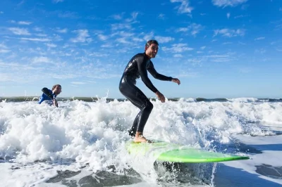 Learn to surf in santa barbara with a private instructor, wetsuit and board included. 90-minute lesson at mellow beaches near ventura. all skill levels welcome.