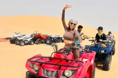 Head into abu dhabi’s al khatim desert for dune bashing, camel rides, sandboarding, and a guided visit to a traditional camp. includes hotel pickup and bottled water.