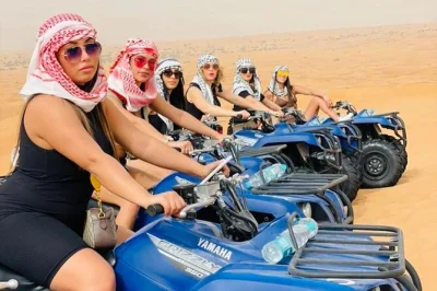 Vivi il deserto di dubai guidando un quad in autonomia: include giro in cammello, sandboarding, foto con il falco e trasferimento dall’hotel. acqua e bibite sempre a disposizione.