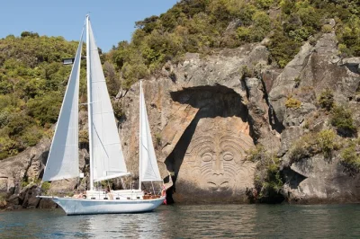 Feel the quiet glide of taupo’s only electric yacht to the maori rock carvings, with local stories, swimming stops, and drinks included. book your eco sailing tour now.
