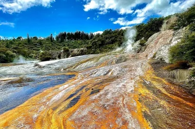 Step onto the ferry to orakei korako for a self-guided geothermal walk—see geysers, mud pools, silica terraces, and a rare thermal cave. includes ferry ride.