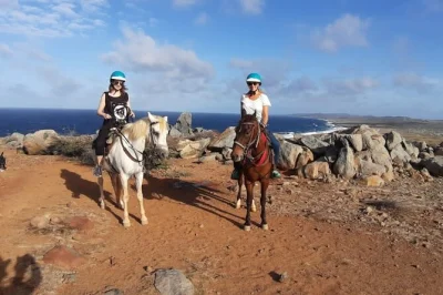 Feel the quiet side of aruba on a guided horseback ride to urirama cove, with hotel pickup and a local guide. includes helmet, country bar stop, all taxes.