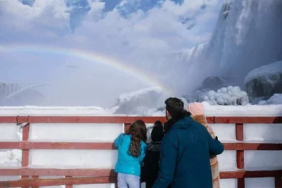 Step into a frosty world at niagara falls—walk icy paths, feel the spray at cave of the winds, and see bridal veil falls up close. includes guide & pickup.