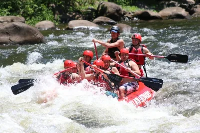 Feel the rush on the upper pigeon river rafting trip near gatlinburg, with a local guide, all gear, and safety included. includes 6.5 miles of class 3-4 rapids.