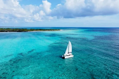 Parti da cozumel su un catamarano privato, naviga verso el cielo, fai snorkeling nelle acque cristalline, gusta pranzo e drink premium. equipaggio, attrezzatura e itinerario flessibile inclusi.