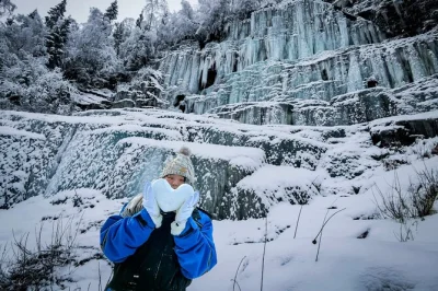 Feel the crunch of snow in lapland’s korouoma canyon, hike to frozen waterfalls, and share a fireside bbq. includes pickup, small group, and local guide.