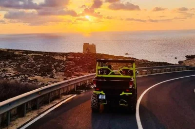 Feel the wind on a gozo & comino jeep sunset tour, cruise caves, swim blue lagoon, and taste gozitan lunch. includes hotel pickup and local guide.
