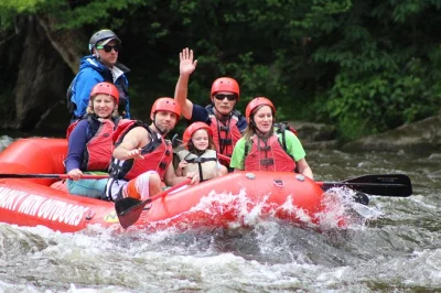 Float the lower pigeon river near gatlinburg with a local guide, family-friendly for ages 3+, all rafting gear included. includes check-in at riverside outpost.