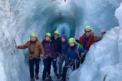 Feel the crunch of sólheimajökull’s glacier underfoot, try ice climbing with a certified guide, and warm up with coffee and chocolate. gear and boots included.