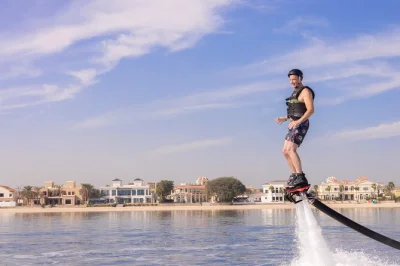 Feel the rush of flyboarding in dubai with a friendly instructor, safety gear, and flexible session times. includes all equipment, lockers, and shower access.