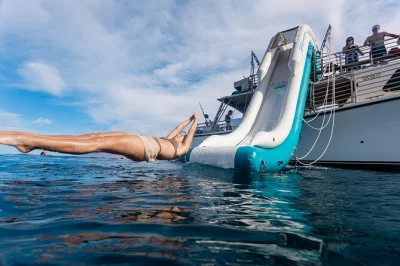 Erlebe maui coral gardens bei einer kleinen schnorchelgruppe, schwimme mit schildkröten und rutsche die 7 meter lange wasserrutsche hinunter. inklusive mittagessen, ausrüstung und lokalem guide.