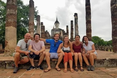 Pedal through sukhothai’s ancient ruins, rice fields, and artisan villages on a guided cycling day trip. includes hotel pickup, lunch, and entry fees for a seamless experience.