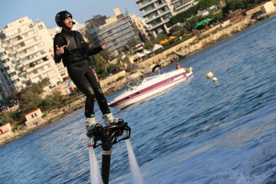 Feel the rush of flyboarding in barcelona with a personal instructor, all safety gear included, and real-time tips. wheelchair accessible and beginner-friendly.