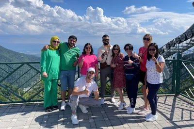 Feel the spirit of gabala & shamakhi on a day trip from baku—juma mosque, lakeside lunch, cable car up tufandag, and a soviet lada ride to waterfalls. includes pickup.