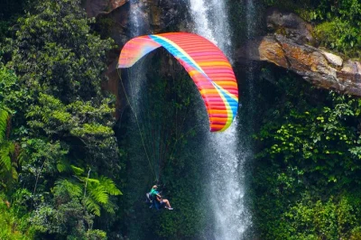 Feel the rush of paragliding above cocorna’s giant waterfalls near medellin, with private pickup and a mountain-top lunch stop. weather-dependent flights led by expert pilots.