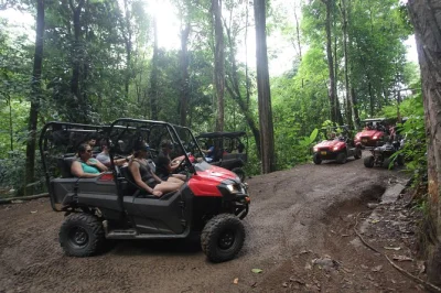 Feel the rush on a jaco buggy tour—ride through rice fields, spot wild birds, splash at waterfalls, and take in pacific views. includes guide, helmet, fuel.