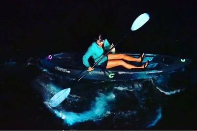Découvrez la magie des eaux bioluminescentes de cocoa beach lors d'une sortie kayak nocturne—pagayez parmi les méduses lumineuses avec tout l’équipement et un guide local inclus.