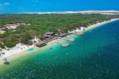 Découvrez jericoacoara, la célèbre Árvore da preguiça, balade en 4x4 sur les dunes, baignade à lagoa do paraíso avec hamacs flottants. transfert et guide inclus.
