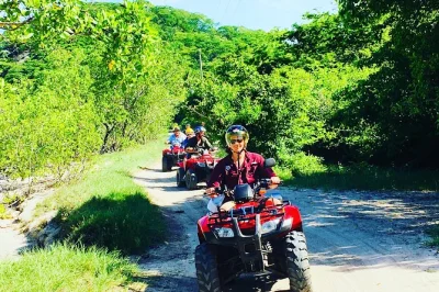 Vive punta cana al máximo con un tour de día completo en atv, nado en cueva de agua y paseo en catamarán con snorkel. incluye recogida en hotel, snacks y barra libre a bordo.