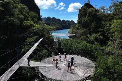 Sway above coron's lagoon on the sapot web, kayak hidden mangroves, snorkel coral eden reef, and relax with local snacks—includes all fees and transfers.