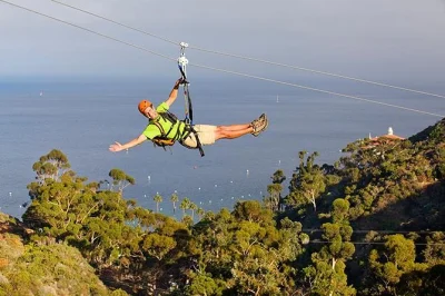 Feel the rush as you zip line over catalina island’s descanso canyon, soaring 600 feet above sea level with a local guide. includes all gear & safety checks.
