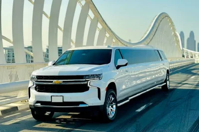 Step into a stretch limousine in dubai for a private city tour with up to 14 friends. see downtown, sip cold drinks, and relax as your local driver shows you the best of dubai.