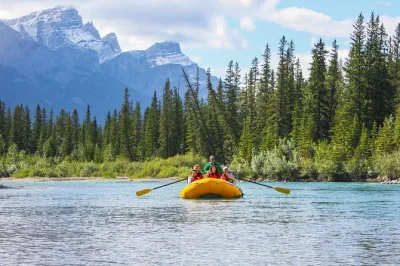 Breathe in the rockies on a gentle bow river float near canmore, with a private guide. wheelchair accessible, pet friendly, and includes stroller options for families.