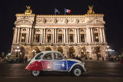 Feel the pulse of paris at night in a vintage 2cv, sipping champagne, with stops at montmartre, sacré coeur, and the eiffel tower. includes hotel pickup.