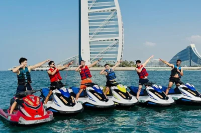 Feel the spray of the arabian gulf on a jetski ride to burj al arab, capture photos & videos, and get guidance from locals—wheelchair accessible & family-friendly.