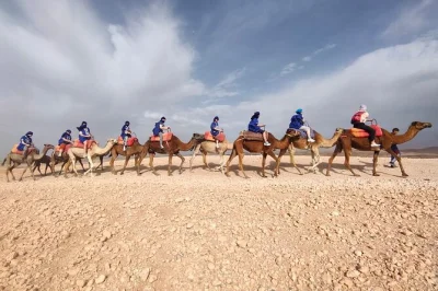 Explore o deserto de marrakech com um passeio de camelo pelas dunas tranquilas, experimente um lenço touareg e compartilhe chá de hortelã com os locais. inclui traslado do hotel.