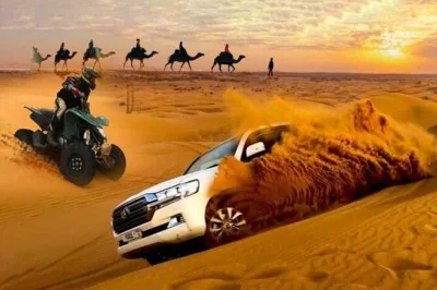 Vivez l’adrénaline des dunes rouges de dubaï avec un 4x4 dans les dunes, sandboard au coucher du soleil, balade à dos de chameau, spectacles de feu et danse orientale, plus un dîner bbq. prise e