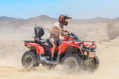 Vivi l’emozione di un giro in atv a los cabos, attraversa il ponte sospeso in legno più lungo al mondo ed esplora i sentieri del deserto con una guida locale. include armadietti e ricariche d’acq