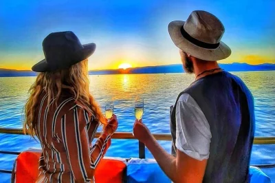 Float past ohrid’s old town, see st. john kaneo at sunset, sip champagne on board, and watch the city lights come up. includes welcome drink and local guide.