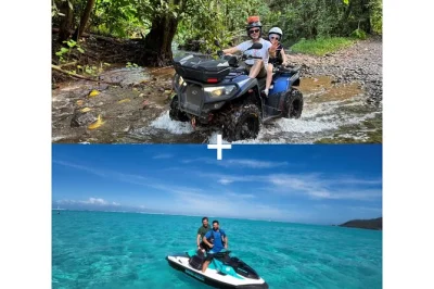 Sinta a adrenalina em moorea com passeios de jet ski na baía de cook, nade perto de arraias e tubarões, e depois explore plantações de abacaxi de atv até o magic mountain. com guia local incluso.