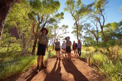 Disfruta del cambio de colores de uluru al atardecer, camina hasta kantju gorge y mutitjulu waterhole, y brinda con vino espumoso lejos de las multitudes. incluye recogida en ayers rock resort.