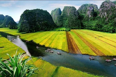 Leave hanoi for a day trip to ninh binh, biking quiet lanes, boating tam coc’s river caves, hiking mua cave, and sharing local lunch—with pickup included.