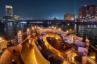 Watch cairo’s skyline glow from a motorized nile cruise, sip cold drinks, and pass under city bridges at sunset. includes drinks and easy pickup options.