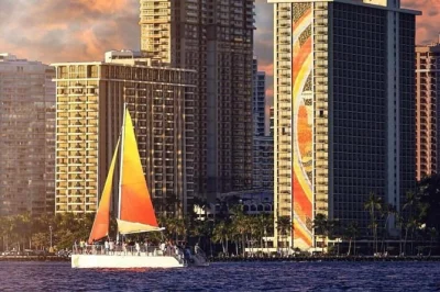 Feel the energy of waikiki on a barefoot catamaran sail with open bar, local cocktails, and lively company. includes drinks, 1.5 hour cruise, and easy beach boarding.