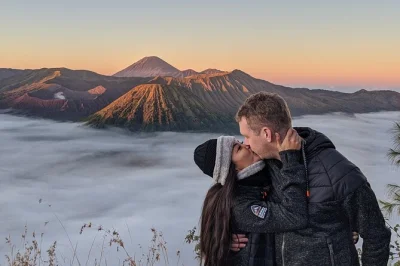 Wake up before dawn for mount bromo’s sunrise, trek to ijen’s blue fire, and share coffee with locals. includes private pickup, all fees, and two hotel nights.