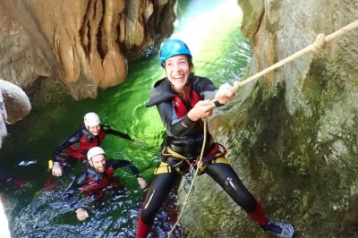 Feel the rush in guadalmina canyon near marbella—jump, swim, slide & rappel with a local guide. includes all gear, photos, and safety-focused small groups.