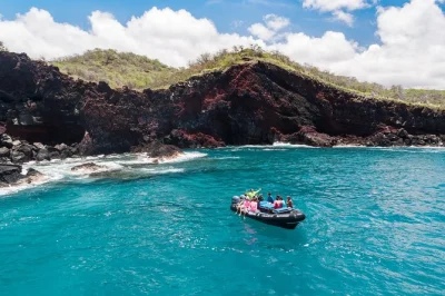 Big island abenteuer: mit dem zodiac durch kealakekua bay, kristallklares wasser schnorcheln, lava-tunnel und meereshöhlen erkunden – inklusive snacks, ausrüstung und extra delfinzeit.