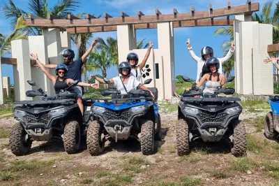 Feel the sand, taste local dishes, and ride through zanzibar’s nungwi and kendwa villages by quad. includes hotel pickup, fruit, drinks, and a friendly guide.